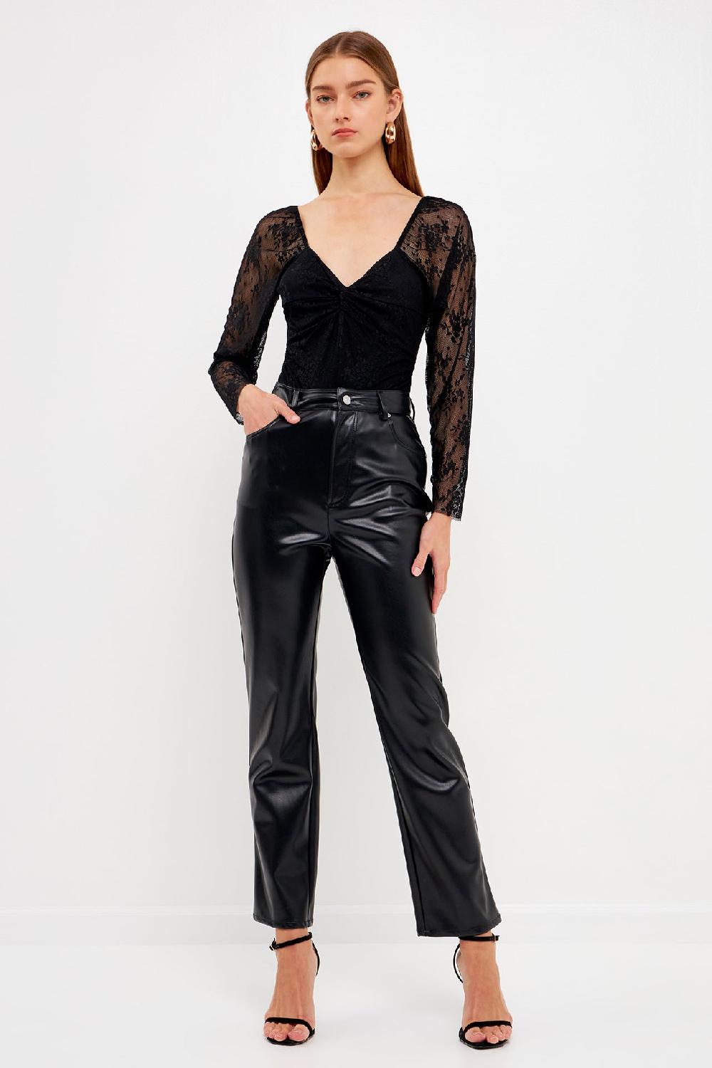 endless rose Super Cheeky Floral Lace Bodysuit BLACK