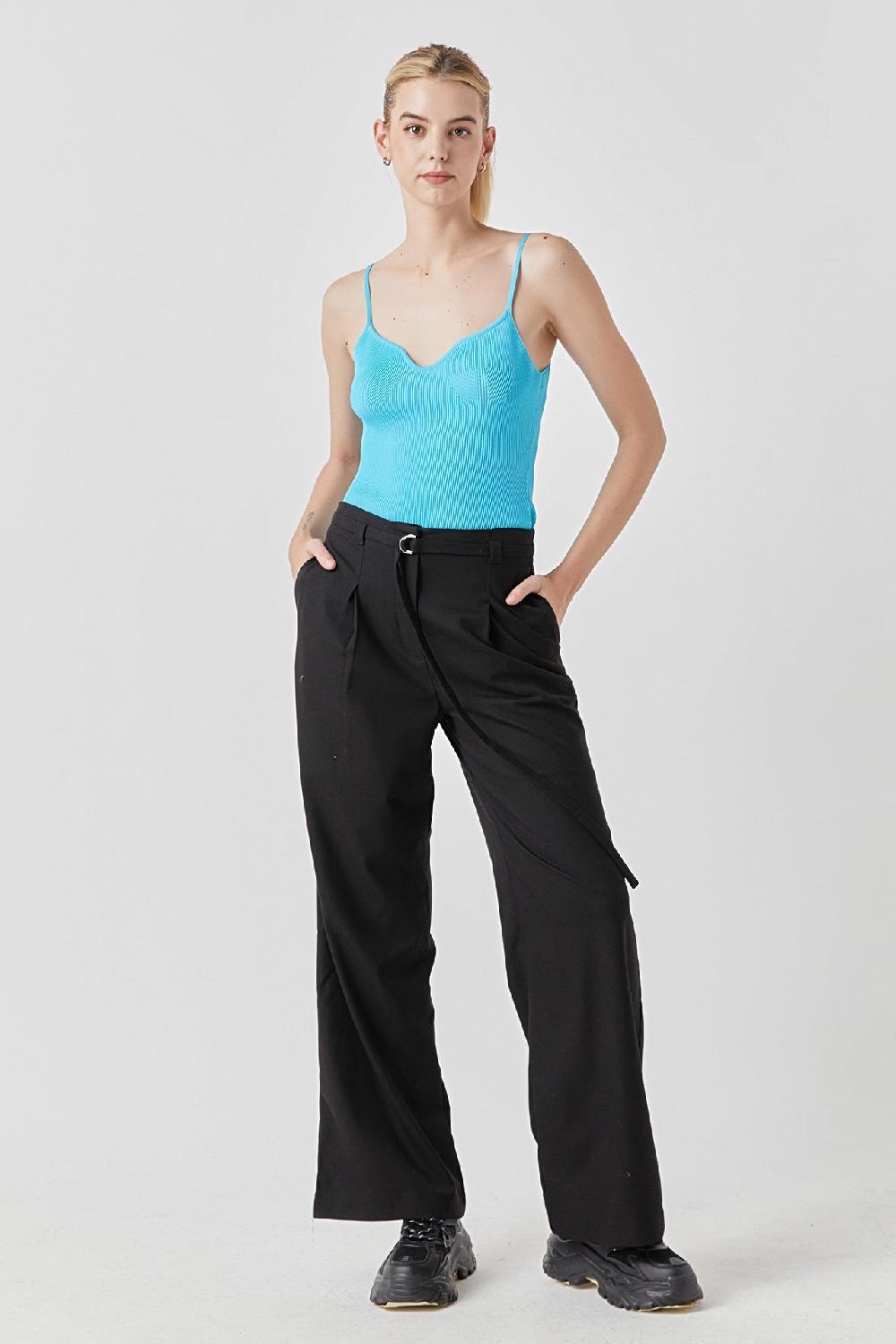 Endless Rose Sweetheart Neckline Knit Bodysuit AQUA