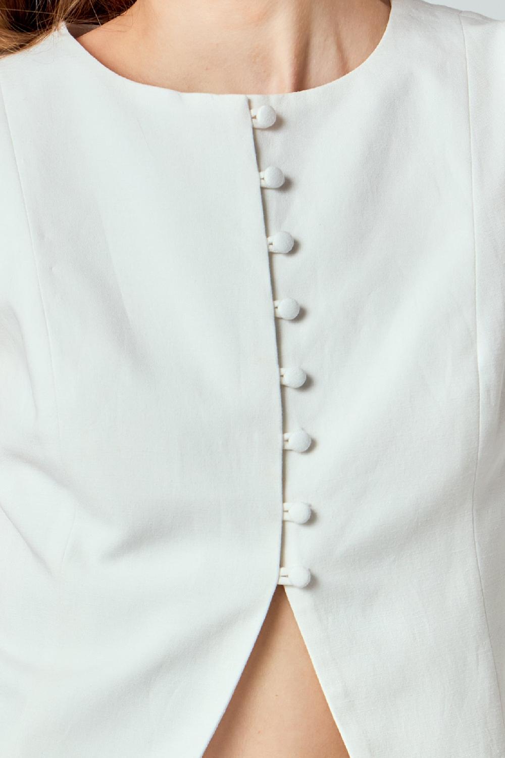 Endless Rose Tara Button Up Cotton Linen Vest IVORY