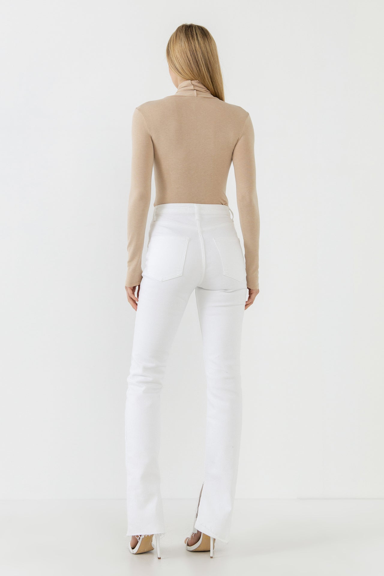 Endless Rose Turtle Neck Long Sleeve Knit Top CAMEL