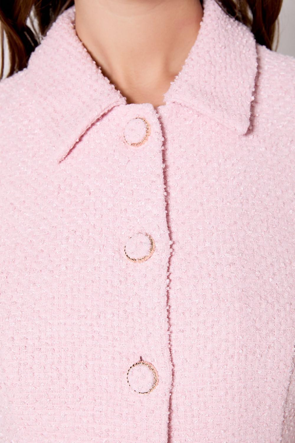 Endless Rose Victoria Fitted Collared Tweed Mini Dress PINK