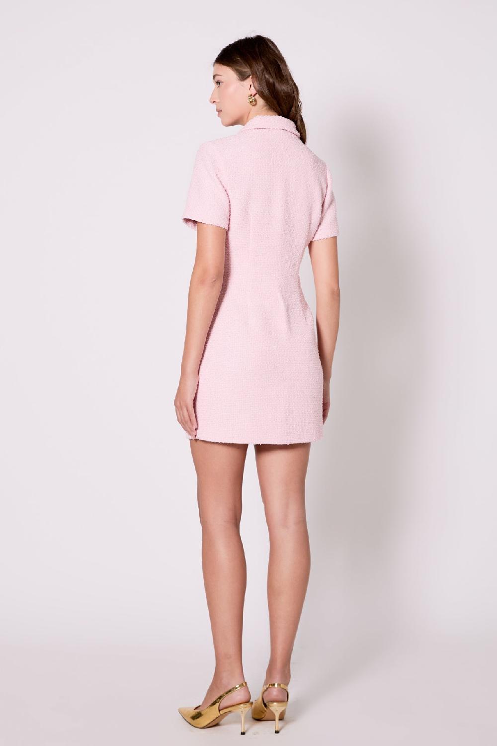 Endless Rose Victoria Fitted Collared Tweed Mini Dress PINK