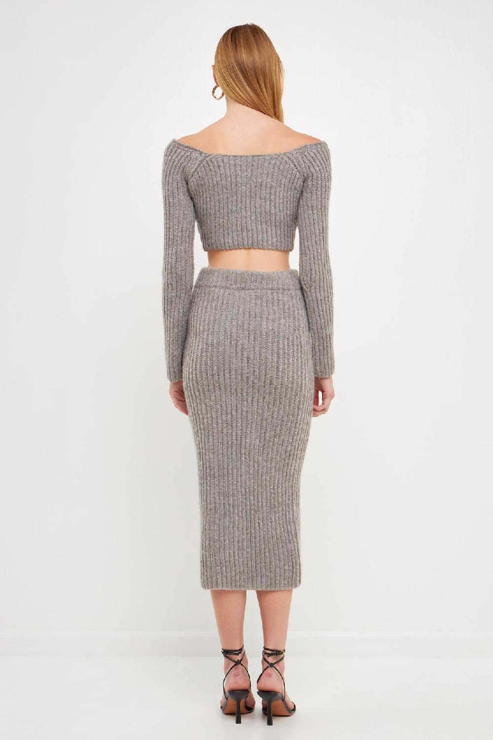 Endless Rose Women's Cropped Long Sleeve Sweater GREY