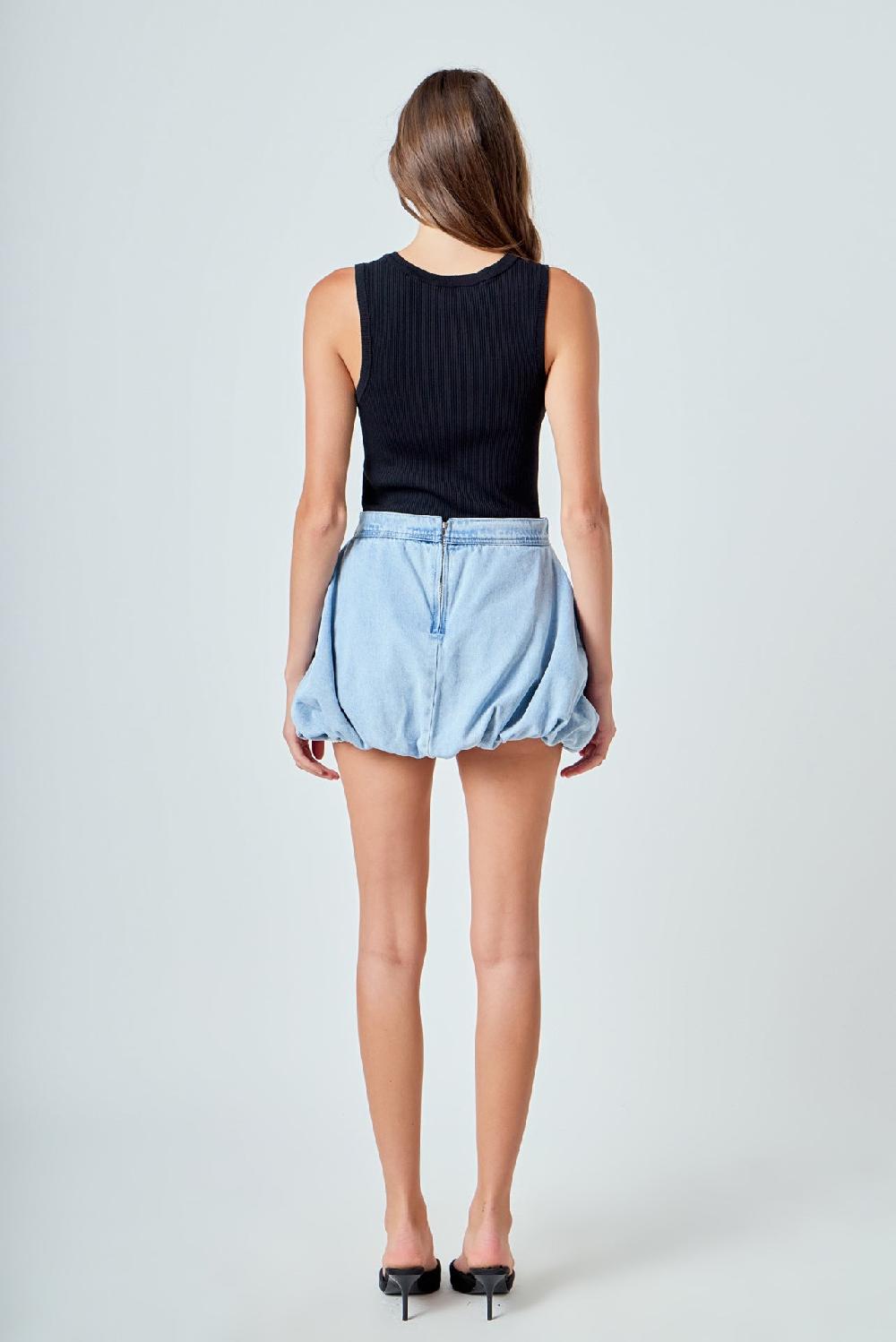 Endless Rose Zoe Denim Balloon Mini Skirt LIGHT DENIM