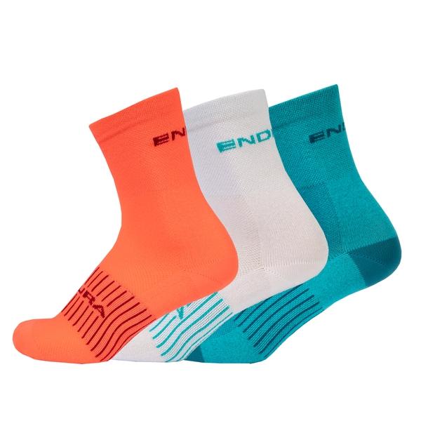 endura COOLMAX® Stripe Socks Triple Pack - Pacific Blue