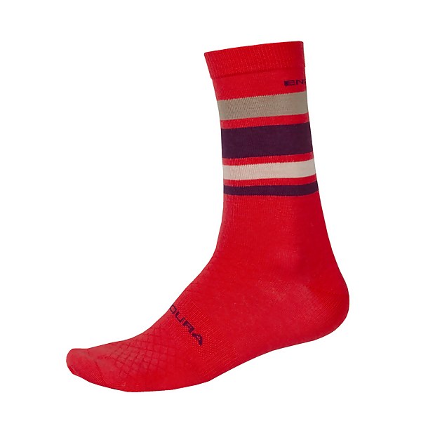 endura Baabaa Merino Stripe Socks - Pomegranate