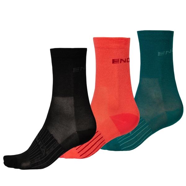 Endura COOLMAX® Stripe Socks Triple Pack - Black