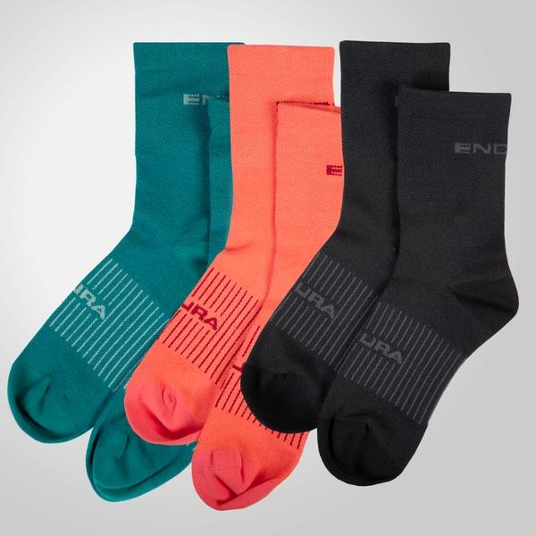 endura COOLMAX® Stripe Socks Triple Pack - Black