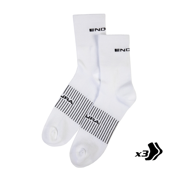 Endura COOLMAX® Stripe Socks Triple Pack - White