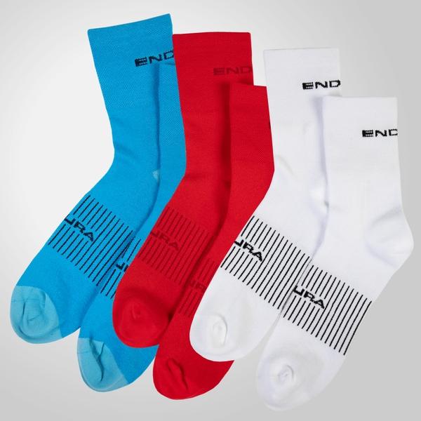 Endura COOLMAX® Stripe Socks Triple Pack - White