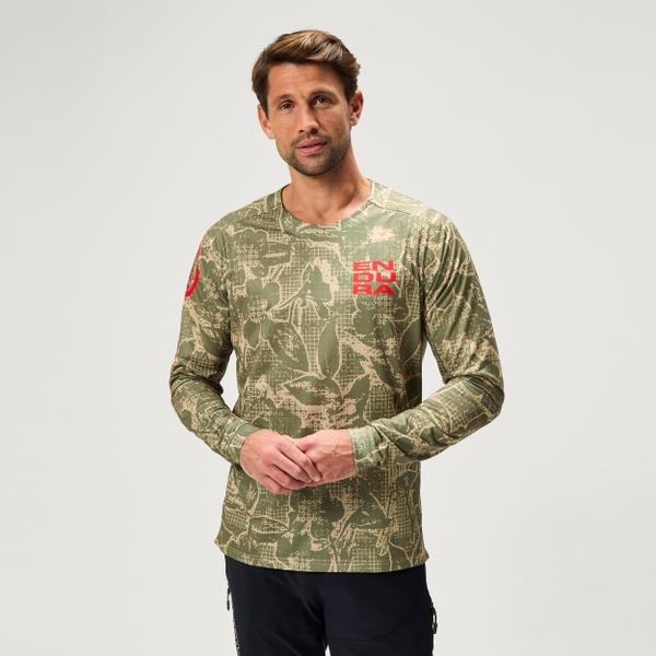 endura Men's Ltd Grid Floral L/S Tee - Tweed Green