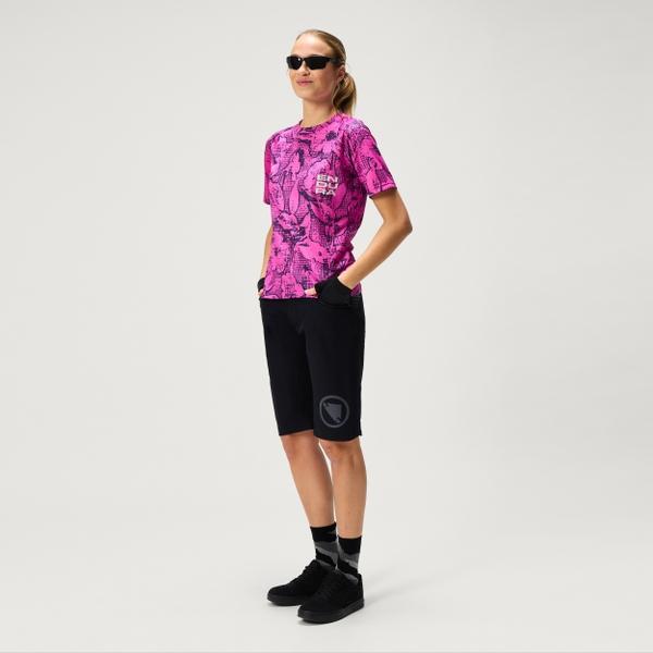 Endura Women's Ltd Grid Floral S/S Tee - Pink Pop