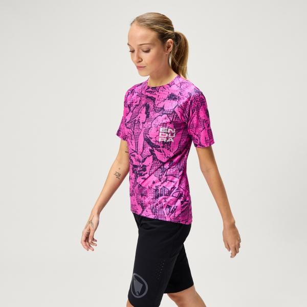 Endura Women's Ltd Grid Floral S/S Tee - Pink Pop