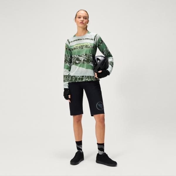 Endura Women's Ltd Patchwork L/S Tee - Machair Green