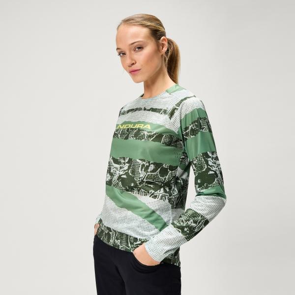 Endura Women's Ltd Patchwork L/S Tee - Machair Green