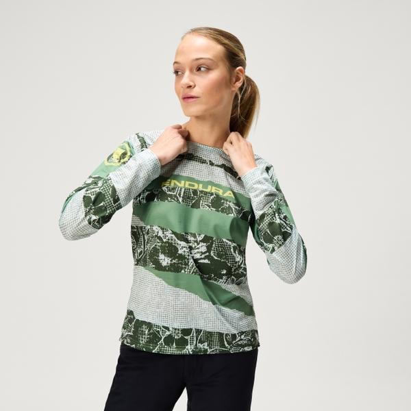 endura Women's Ltd Patchwork L/S Tee - Machair Green
