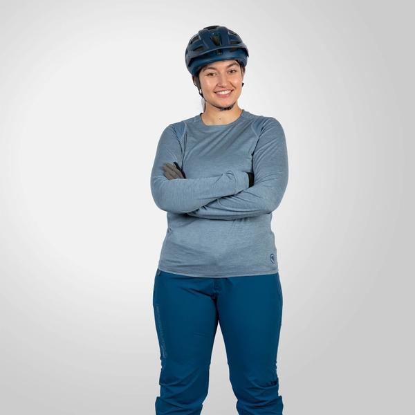 endura Women's SingleTrack L/S Jersey - Blue steel