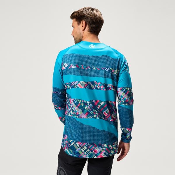 Endura Men's Ltd Patchwork Print L/S Tee - Barra Blue