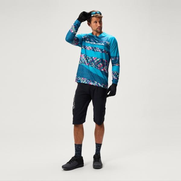 Endura Men's Ltd Patchwork Print L/S Tee - Barra Blue