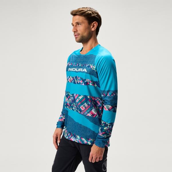 Endura Men's Ltd Patchwork Print L/S Tee - Barra Blue