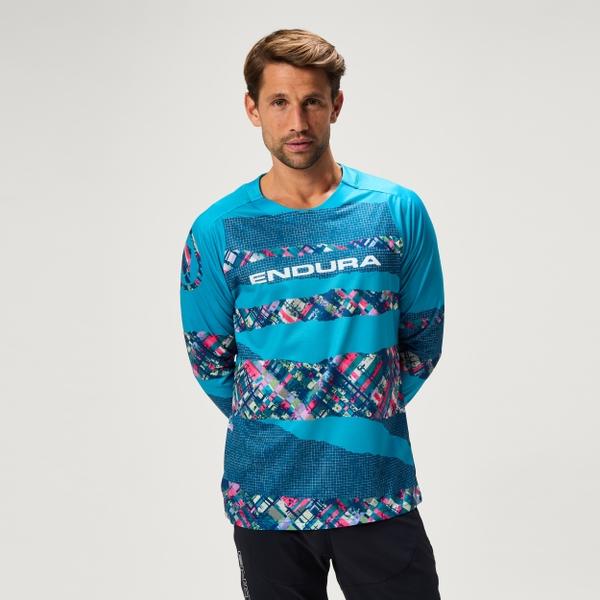 endura Men's Ltd Patchwork Print L/S Tee - Barra Blue
