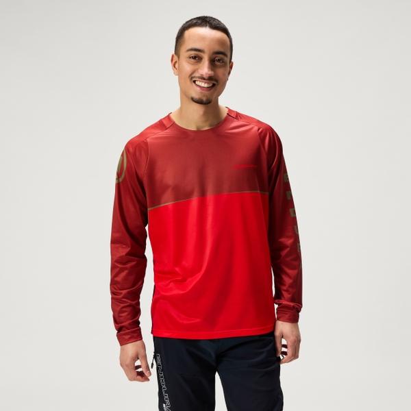 endura Men's SingleTrack Core Print L/S Tee - Flame Red