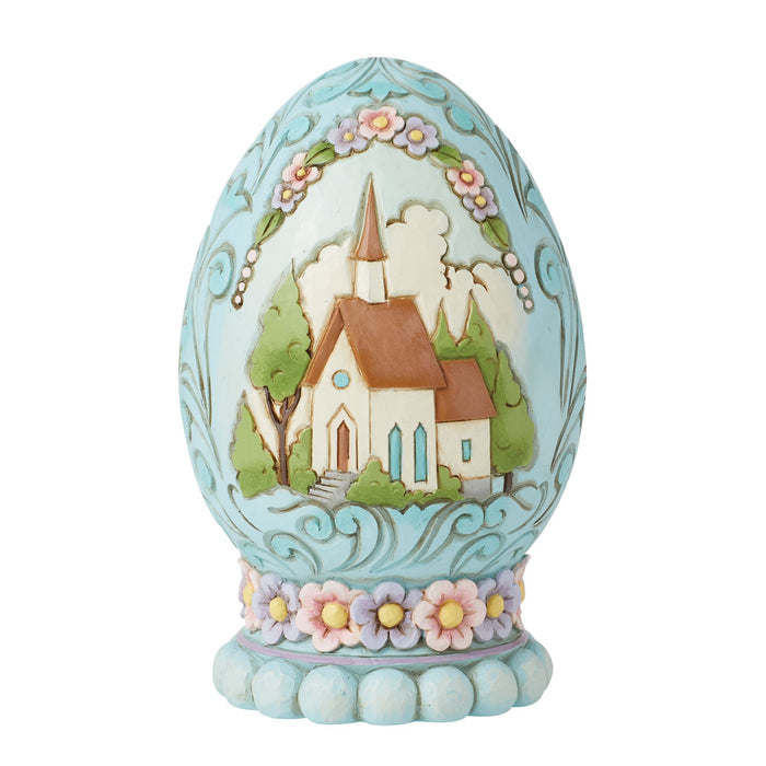 endura Egg with Church Scene Figurine