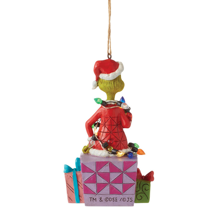 Endura Grinch On Present Ornament