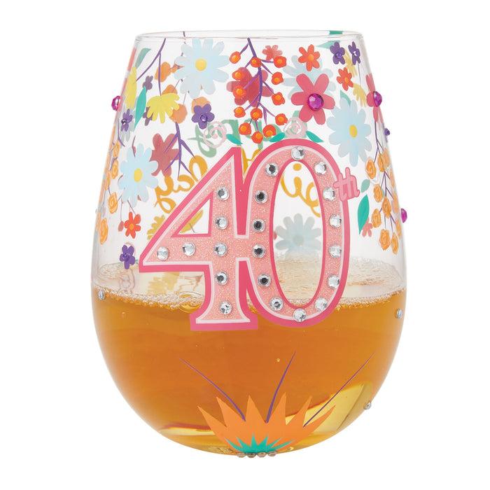 Endura Happy 40th Stemless Wine Glass