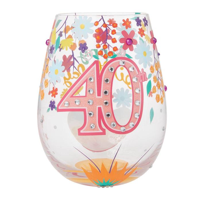 endura Happy 40th Stemless Wine Glass