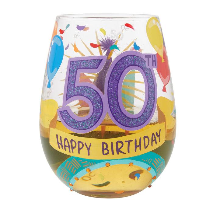 Endura Happy 50th Stemless Wine Glass