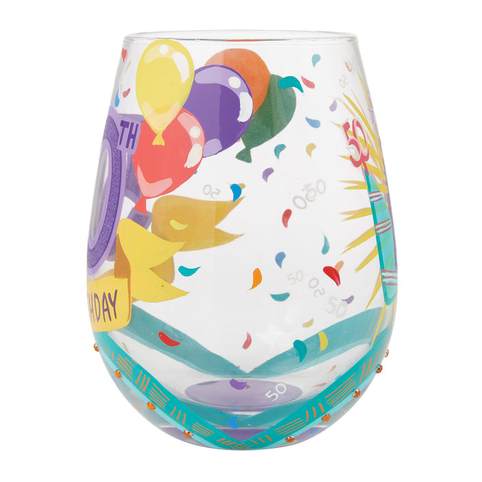 Endura Happy 50th Stemless Wine Glass