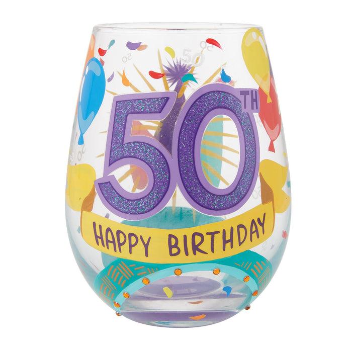 endura Happy 50th Stemless Wine Glass