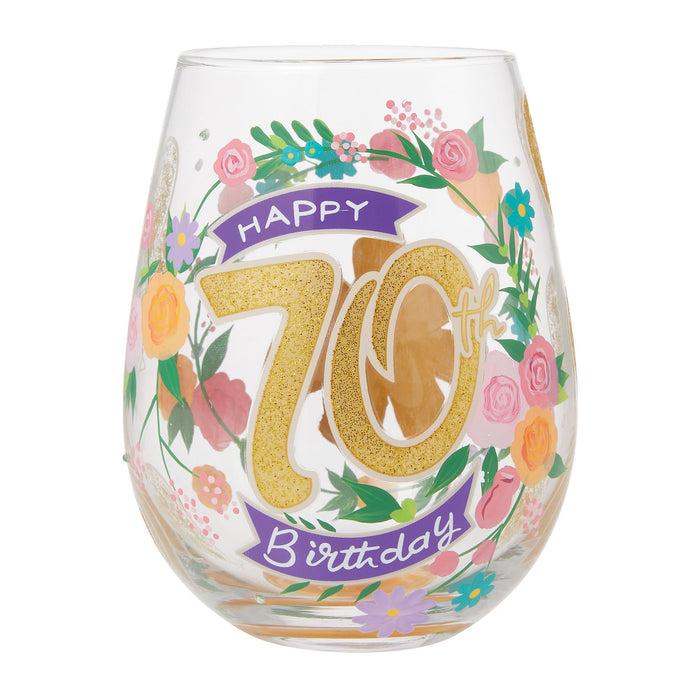 endura Happy 70th Stemless Wine Glass