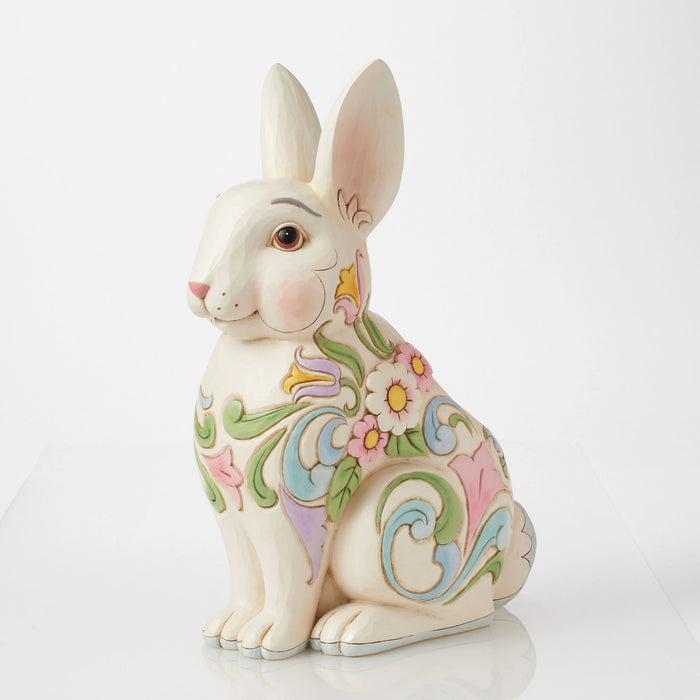 Endura Planter White Floral Rabbit