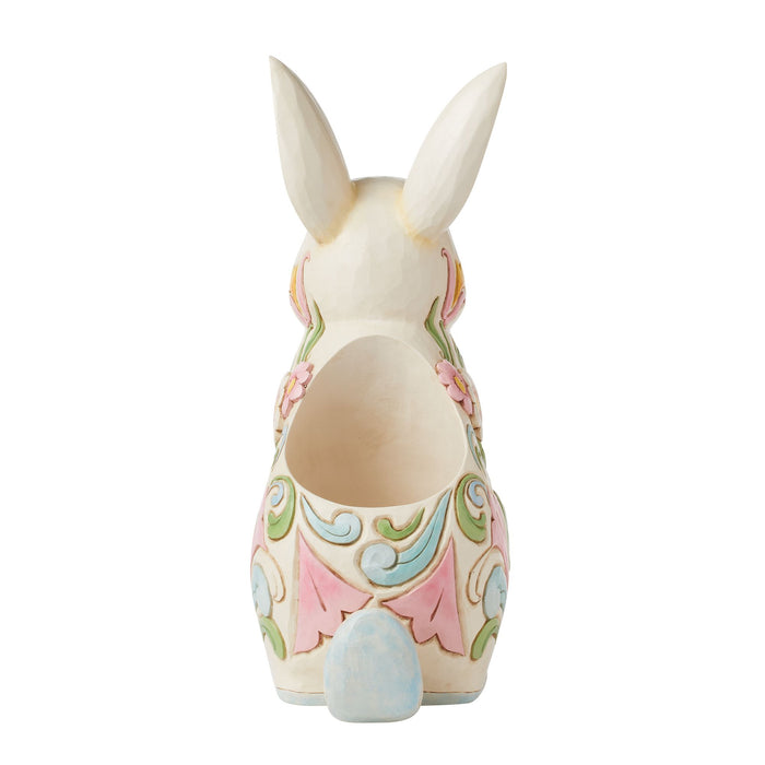 Endura Planter White Floral Rabbit
