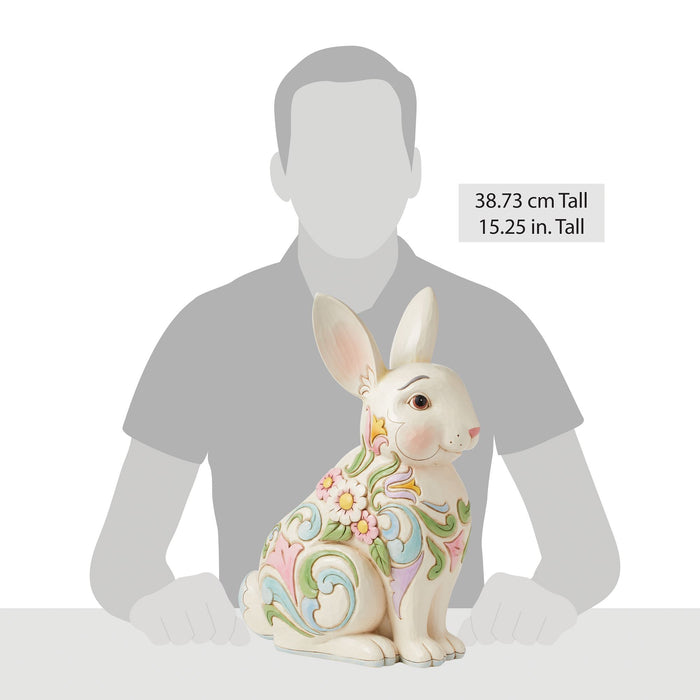 Endura Planter White Floral Rabbit