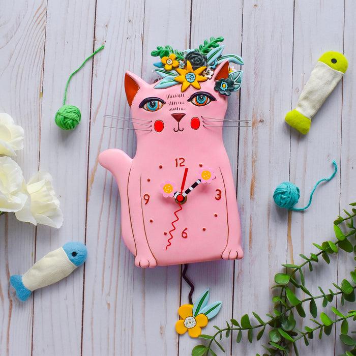 Endura Pretty Kitty Pink Clock