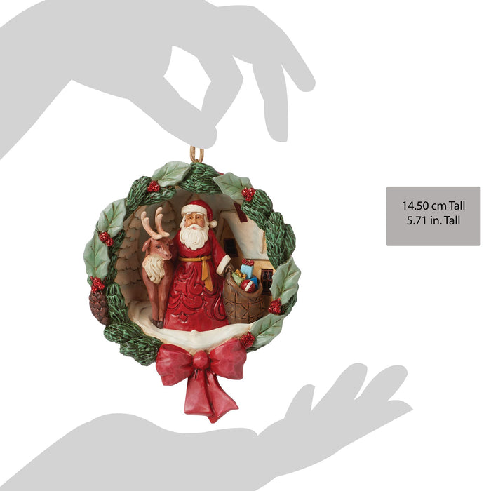 Endura Santa And Deer Wreath Figurine