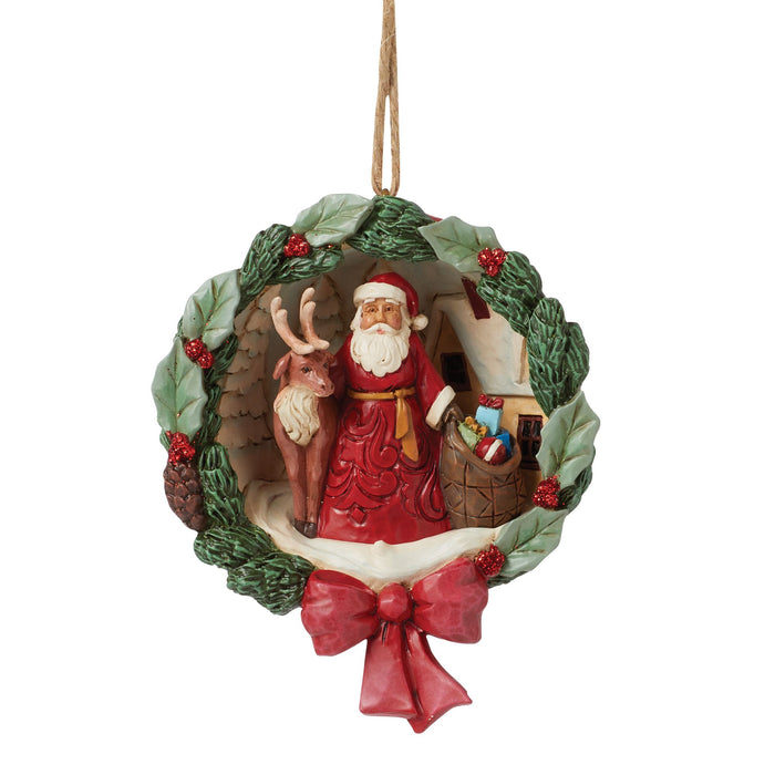 endura Santa and Deer Wreath Figurine
