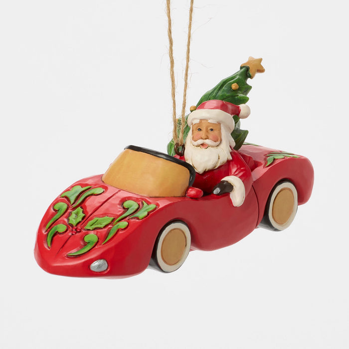 Endura Santa In Sports Car Ornament