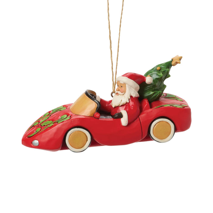 endura Santa in Sports Car Ornament
