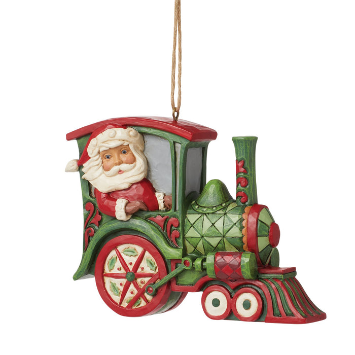 Endura Santa In Train Ornament