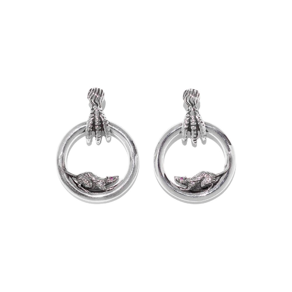 enfants riches deprimes RAT HOOP EARRING WITH RUBIES