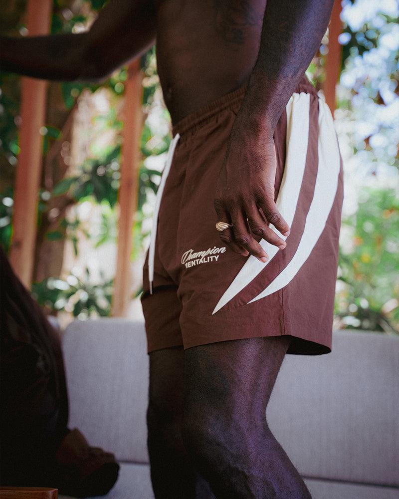 Engage Champion Mentality Track Shorts (Brown / White)