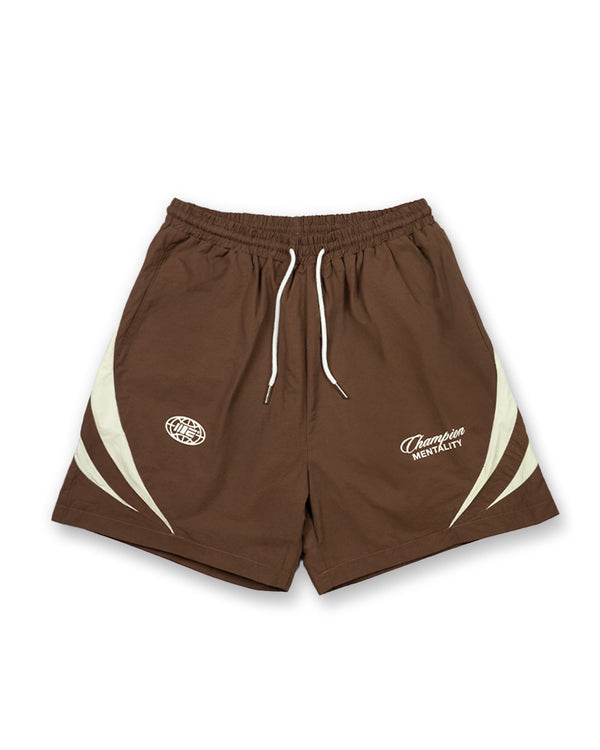 engage Champion Mentality Track Shorts (Brown / White)