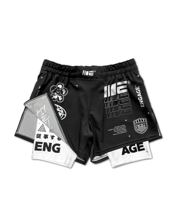 engage Engage Billboard 2-in-1 Fight Shorts - Black