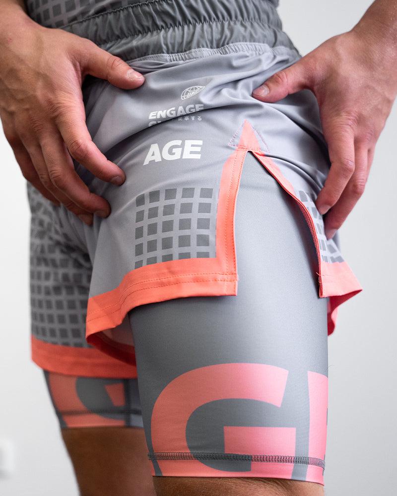 Engage Grid Tech (Grey) 2-in-1 Hybrid Shorts