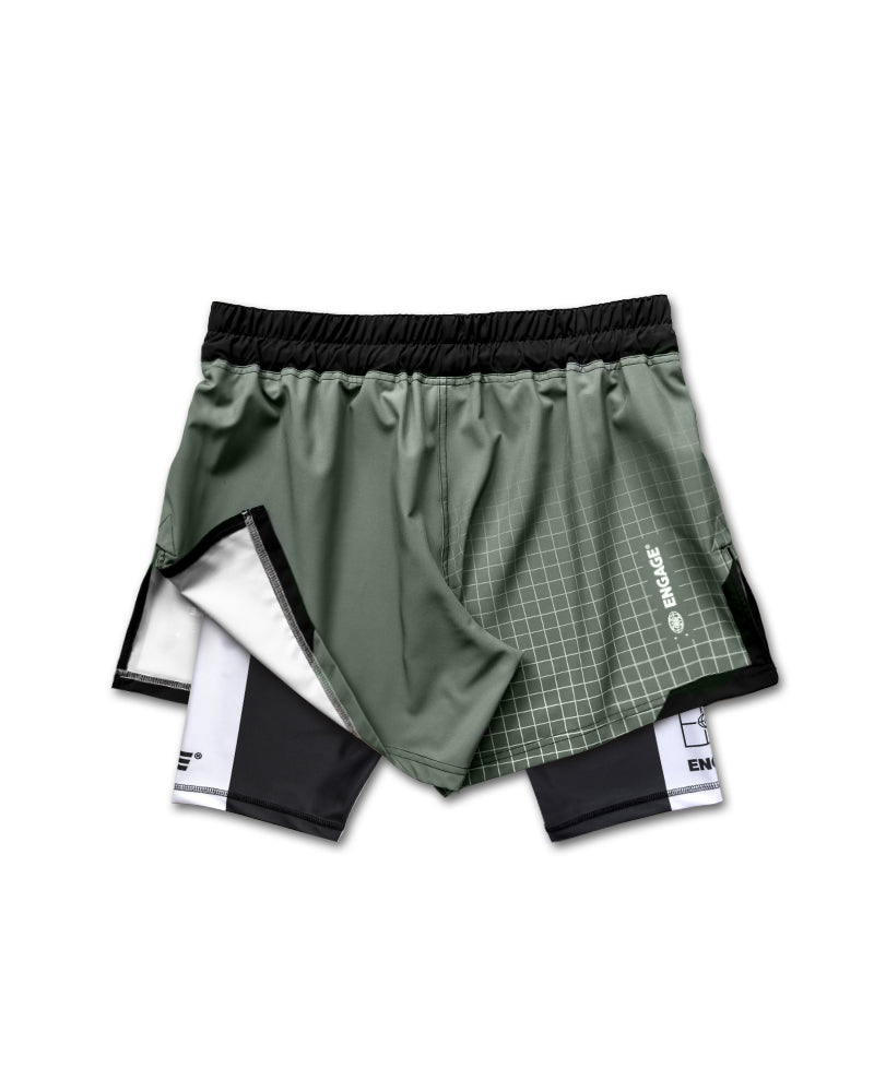 Engage Olive Graph 2-in-1 Hybrid Shorts