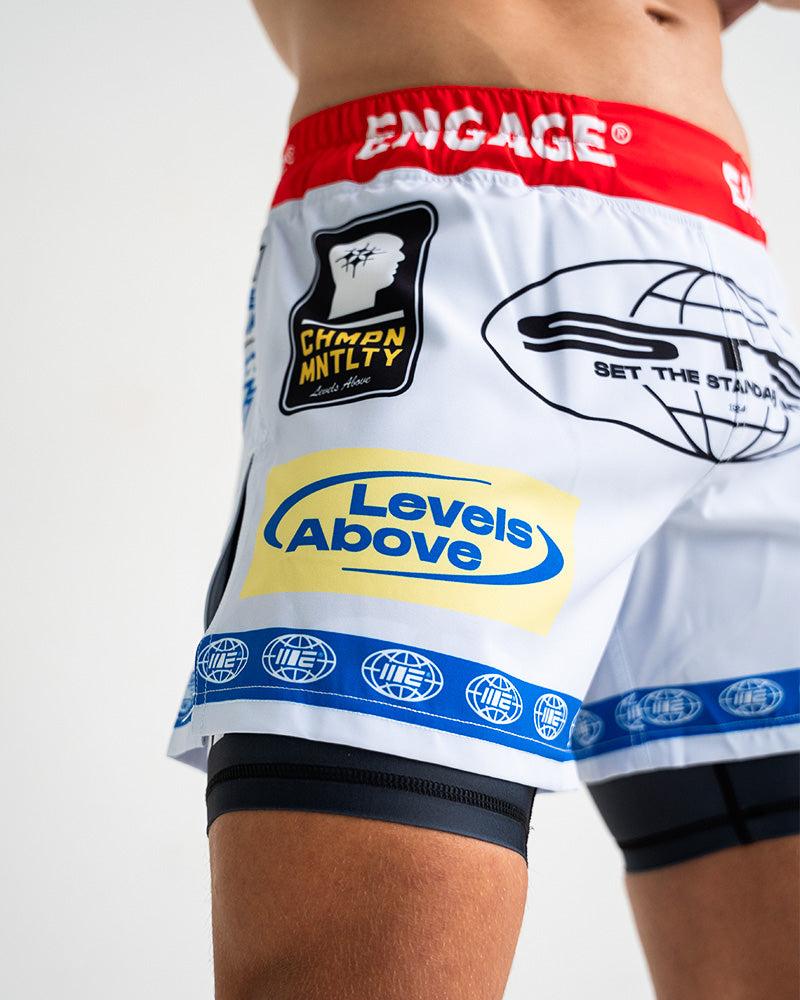 Engage Racer (White) 2-in-1 Hybrid Shorts